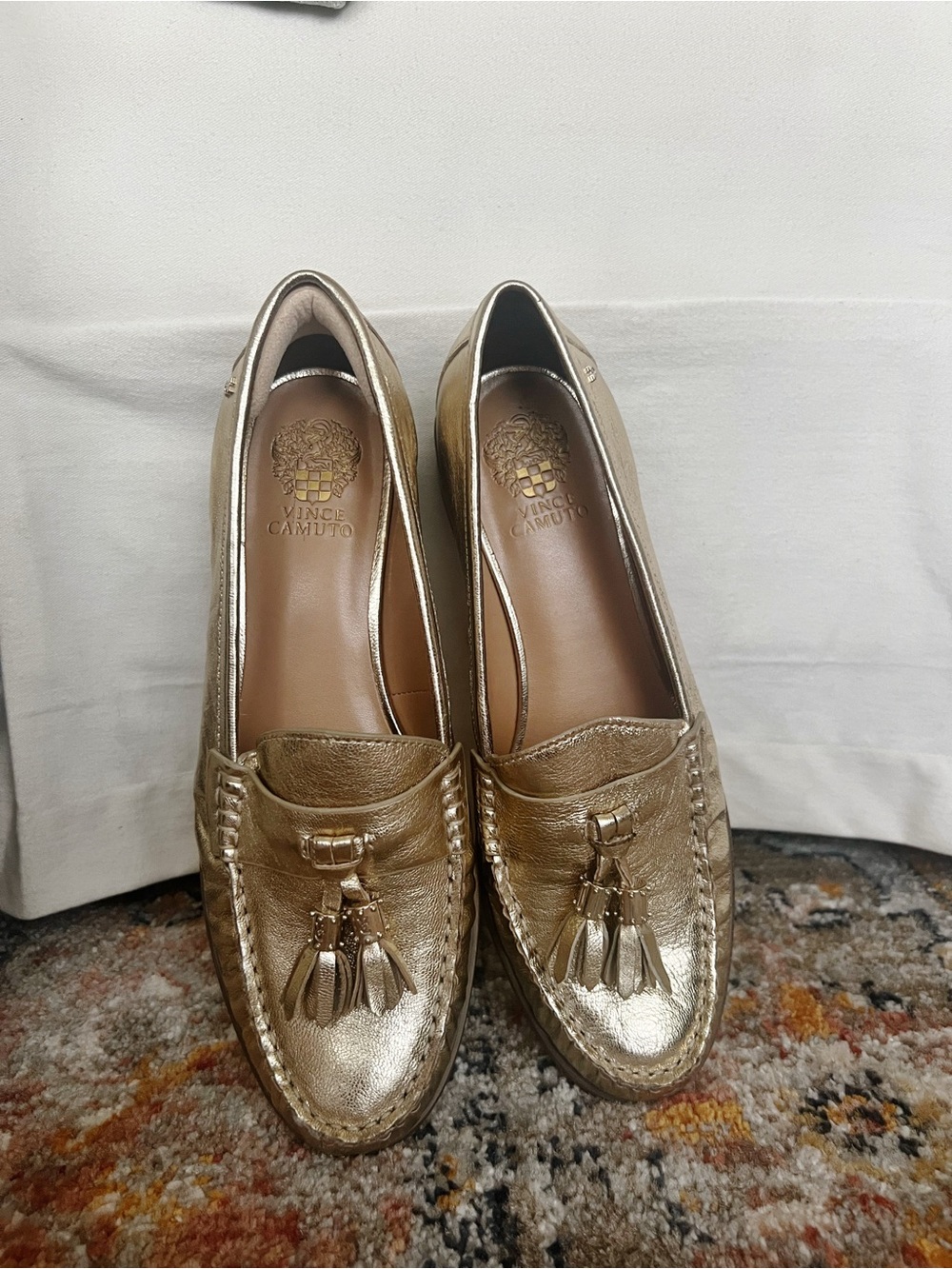 Vince Camuto Metallic Gold Tassel Loafers - Women's